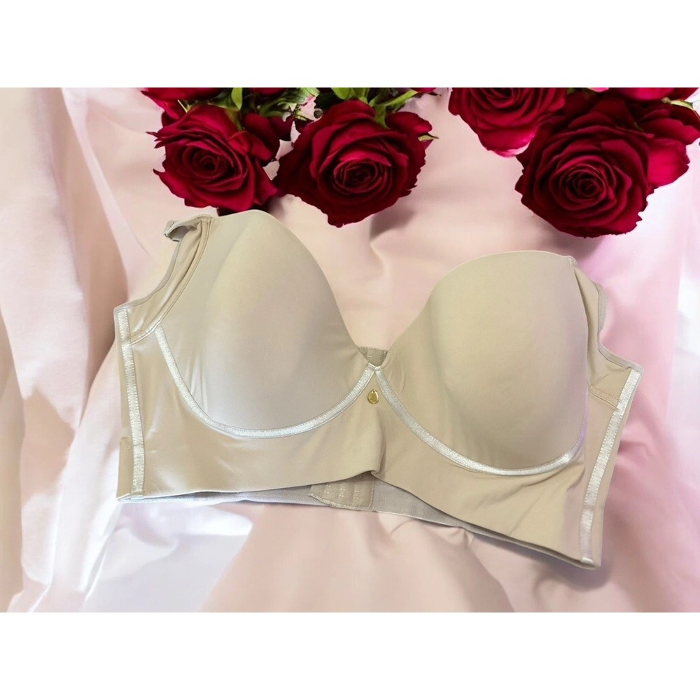 Latin Fashion 44C Push Up Bra 8 Hook & Loop Closers For Extra Support Nude/Tan
